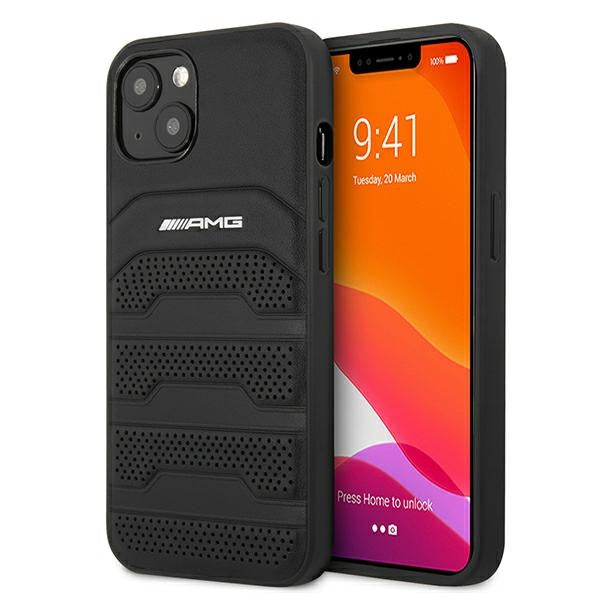 AMG Leather Debossed Lines case for iPhone 13 mini - black