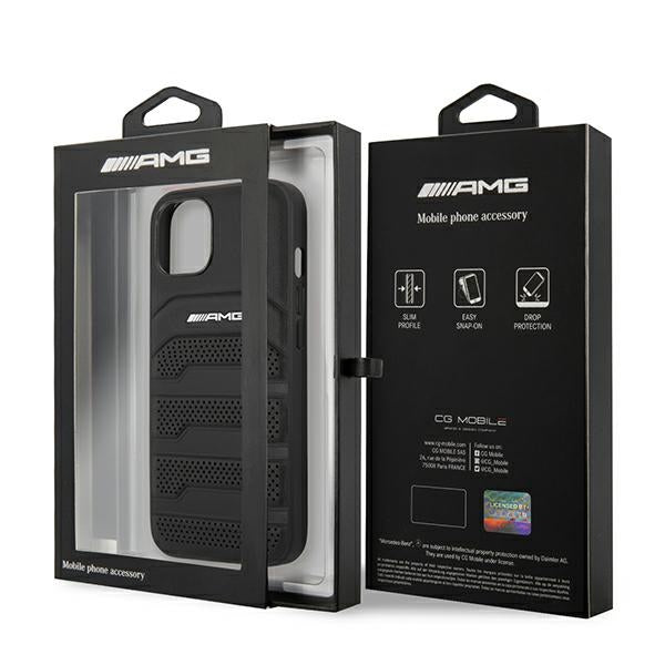 AMG Leather Debossed Lines case for iPhone 13 mini - black