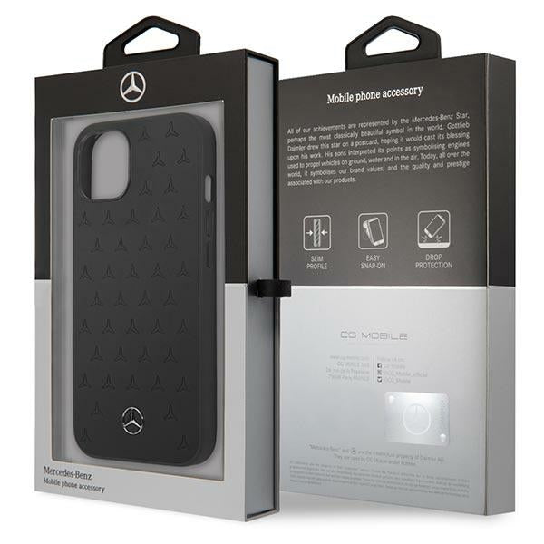 Mercedes Leather Stars Pattern Case for iPhone 13 mini - Black