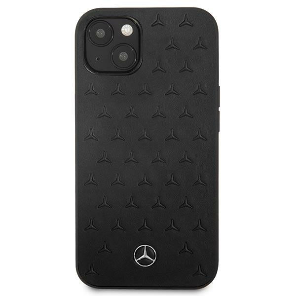 Mercedes Leather Stars Pattern Case for iPhone 13 mini - Black