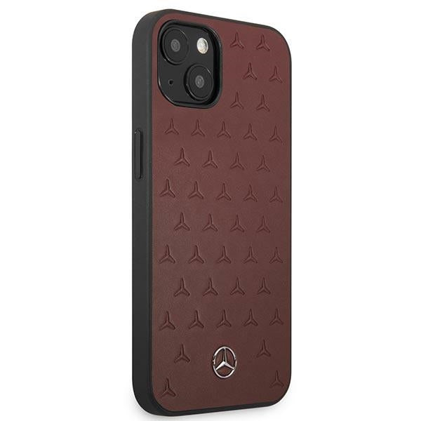 Mercedes Leather Stars Pattern Case for iPhone 13 mini - Red