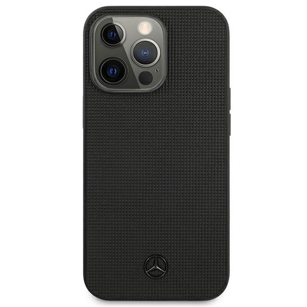 Mercedes Leather Meshed Metal Logo Case for iPhone 13 Pro / iPhone 13 - Black