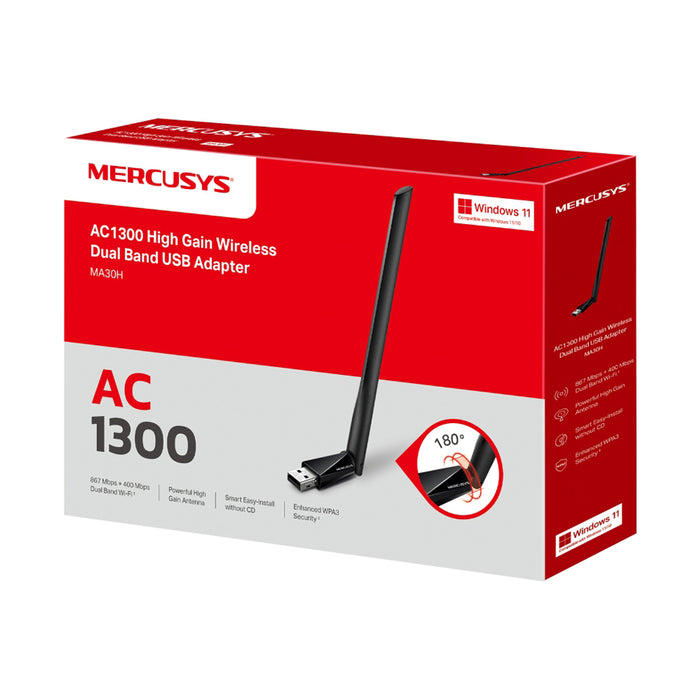 Drahtlose USB-Netzwerkkarte MERCUSYS MA30H AC1300 Dual Band Black