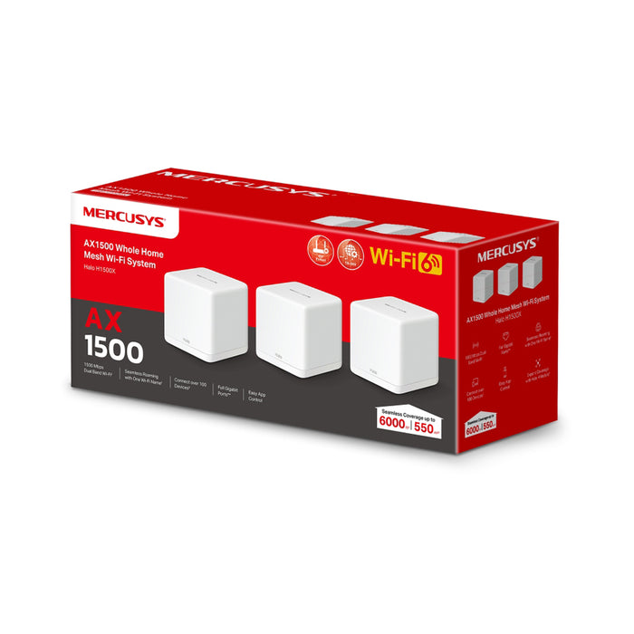 MESH SYSTEM MERCUSYS Halo H1500X 3-pack Dual-band, WI-FI 6, Gigabit