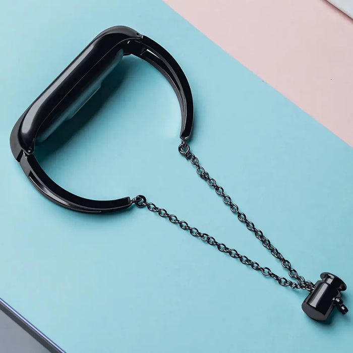 Metal bracelet for Xiaomi Mi Band 3 / 4 / 5 / 6 band strap - black - Smartwatch straps and cases<<<HurtelXML