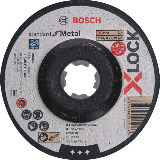 METAL CUTTING DISC X-LOCK BOSCH 125x6x22.23 - Дискове за ъглошлайфи<<<Консумативи за електроинструменти<<<Инструменти и