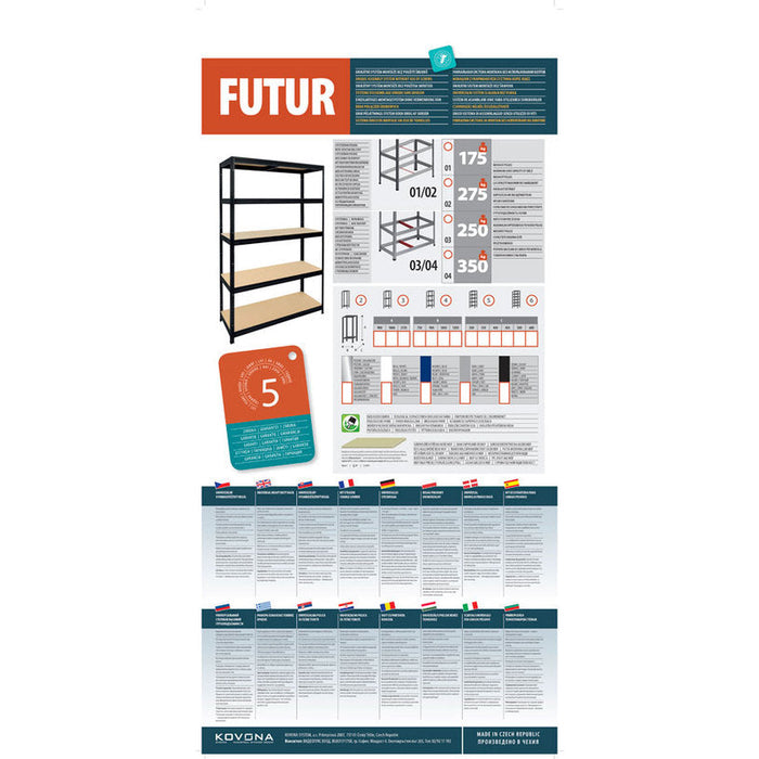 METAL SHELF KOVONA FUTUR 180X100X50 CM. - Стелажи<<<Стелажи<<<Мебели и