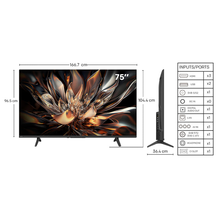 TV METZ 75MNH7000Z 4K ULTRA HD QD-Mini LED SMART TV, GOOGLE TV, 75.0 ", 189.0 cm