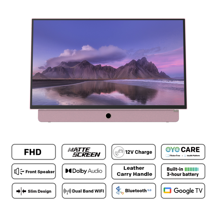 METZ Portable TV 24MPE7300Z 24" LED FHD(1920x1080) GoogleTV, HDR10, pink