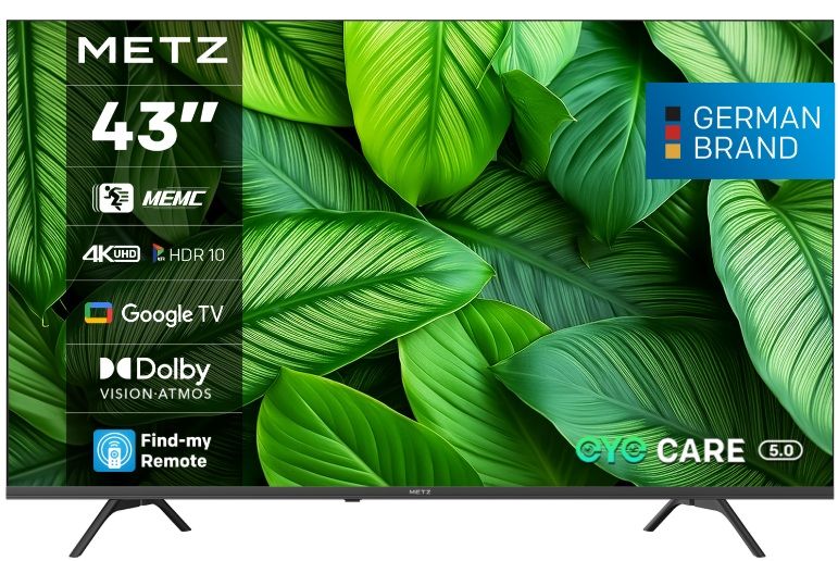 METZ TV 43" 43MUF7000Z UHD LED SMART TV, 4K, Google TV, Class F