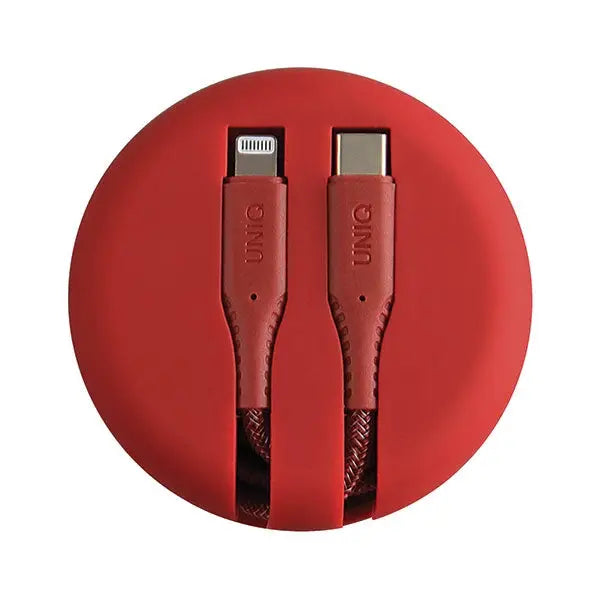 MFi Uniq Halo USB-C / Lightning 18W nylon coiled cable 1.2m - red - Cell phone cables<<<HurtelXML