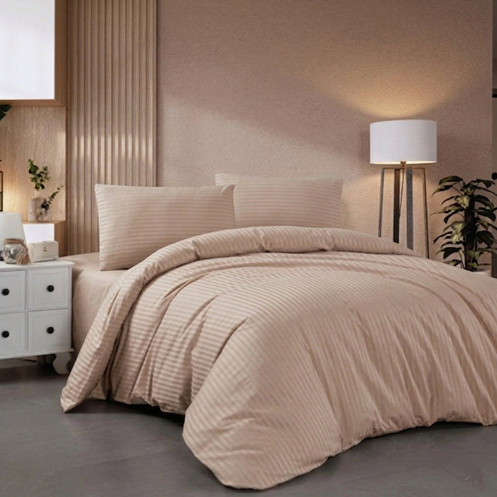 DOUBLE BEDROOM SET 4 PIECES MIABELLA HOME SATIN POLYCOTON BEIGE