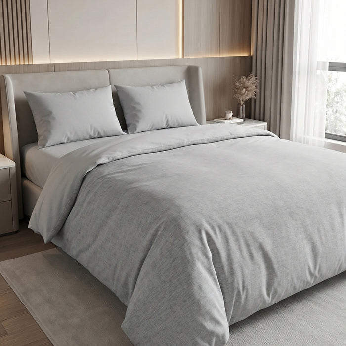 DOUBLE BEDROOM SET 4 PIECES MIABELLA HOME POLYCOTON LIGHT GREY