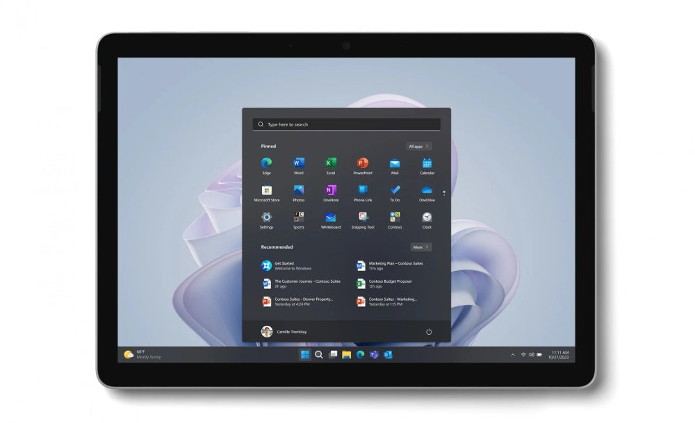 Microsoft Surface Go 4, Intel Processor N200, 10.5" (1920 x 1280) PixelSense Display, Intel UHD Graphics 615, 8GB RAM, 256GB UFS Drive, Windows 11 Pro, Platinium