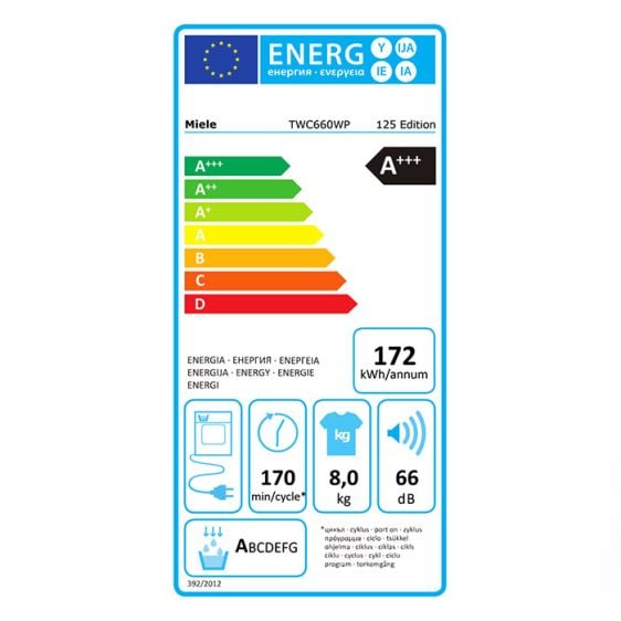 Dryer MIELE TWC660WP 125 Edition, 8 kg, C, Heat pump, WiFi