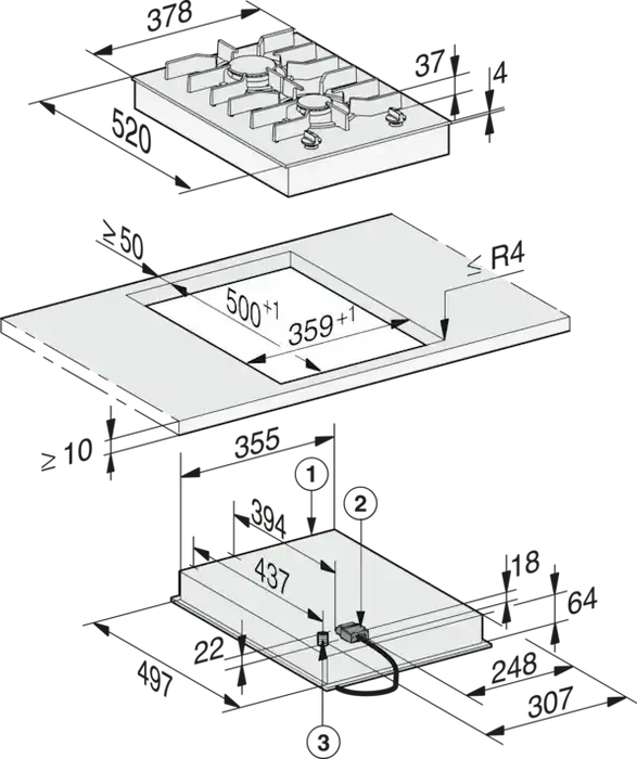 Built-in gas hob MIELE CS 7102 - 1 FL, Gas