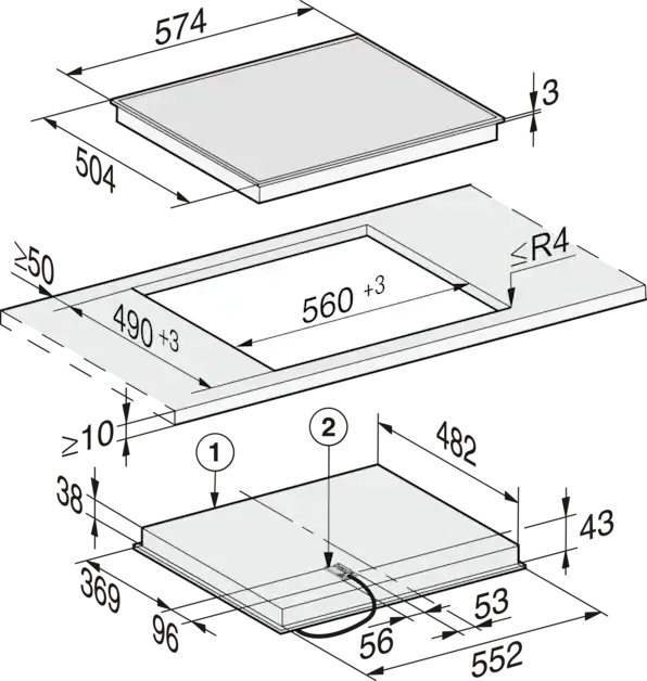 Built-in worktop MIELE KM 6520 FR