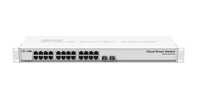 Switch MikroTik 326-24G-2S+RM 24 x Gigabit Ethernet ports, 10/100/1000Mbps, 2x SFP+ cages, installation in a cabinet