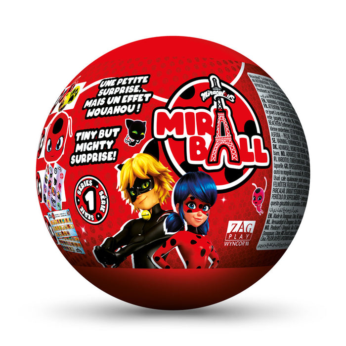 MIRABALL MIRACULOUS Ladybug and Cat Noir Ball with plush surprise toy M14025/14007