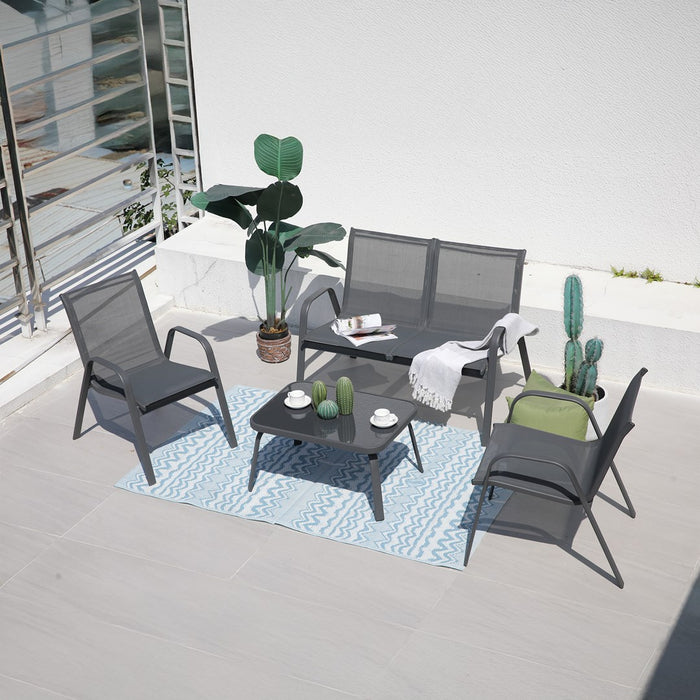 Garden furniture set RIVET black