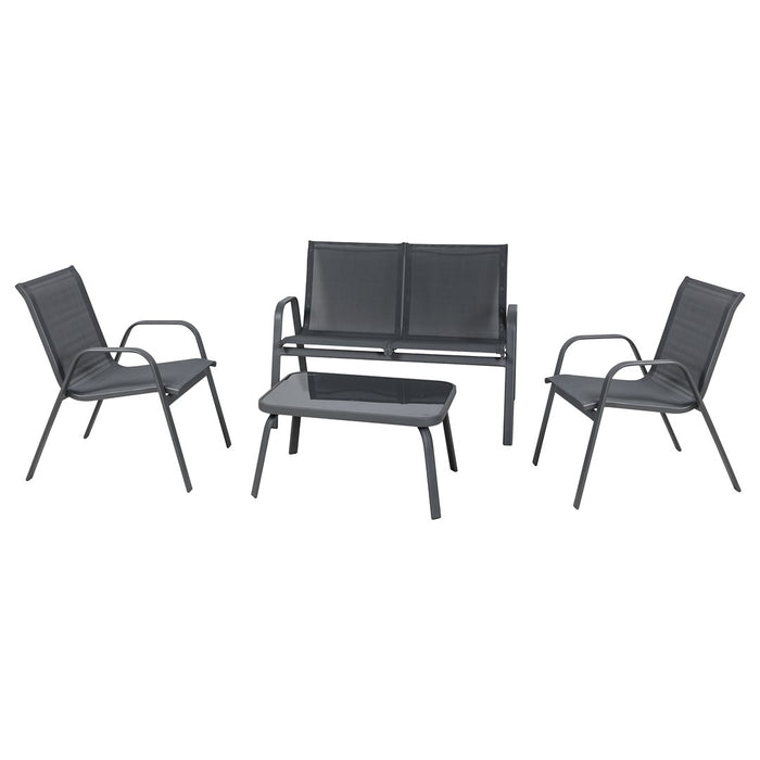Garden furniture set RIVET black