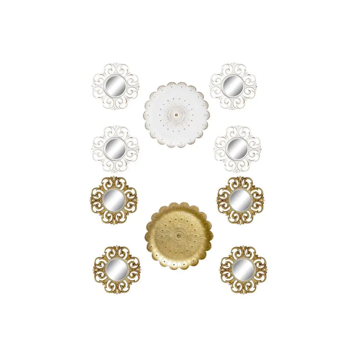 Mirror Set DKD Home Decor Crystal Golden White PP 2 Units Modern Stripped (35 x 2 x 35 cm) - Декорация и