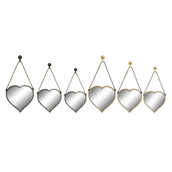 Mirror Set DKD Home Decor Scandi Crystal Black Golden polypropylene (26 x 3 x 26 cm) (2 Units) - Декорация и