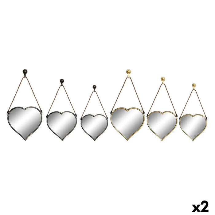 Mirror Set DKD Home Decor Scandi Crystal Black Golden polypropylene (26 x 3 x 26 cm) (2 Units) - Декорация и
