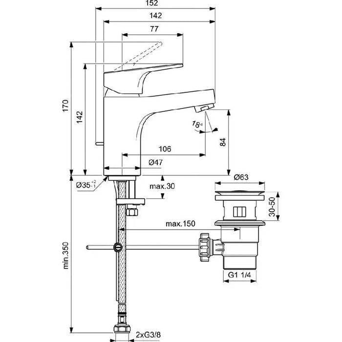 MIXER IDEALSTANDARD CERABASE BC828AA - Смесители<<<Смесители и душове<<<Баня<<<Praktiker&&&Единични