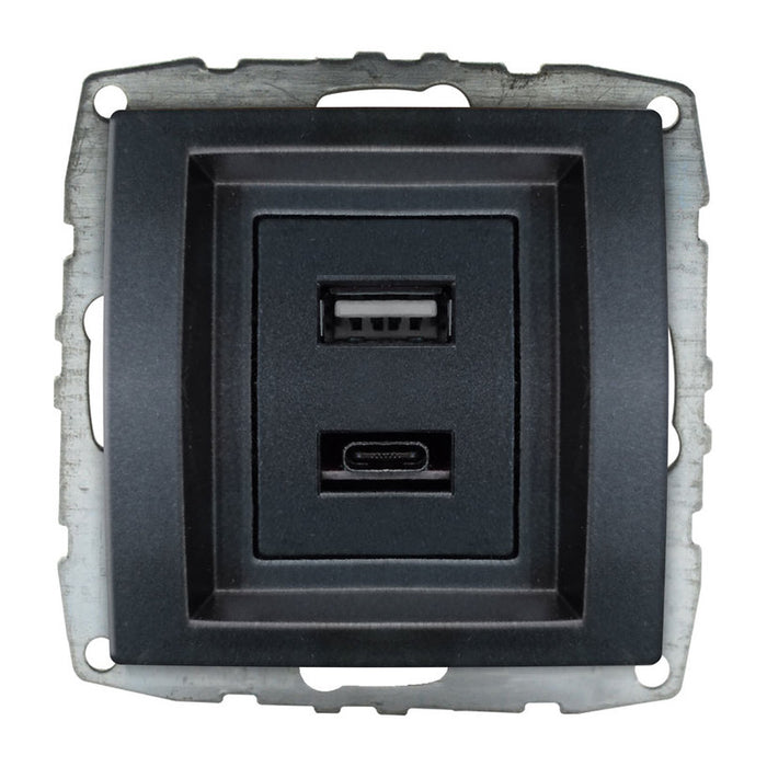 CHARGER USB-A AND USB-C MECHANISM GRAPHITE MONO DESPINA