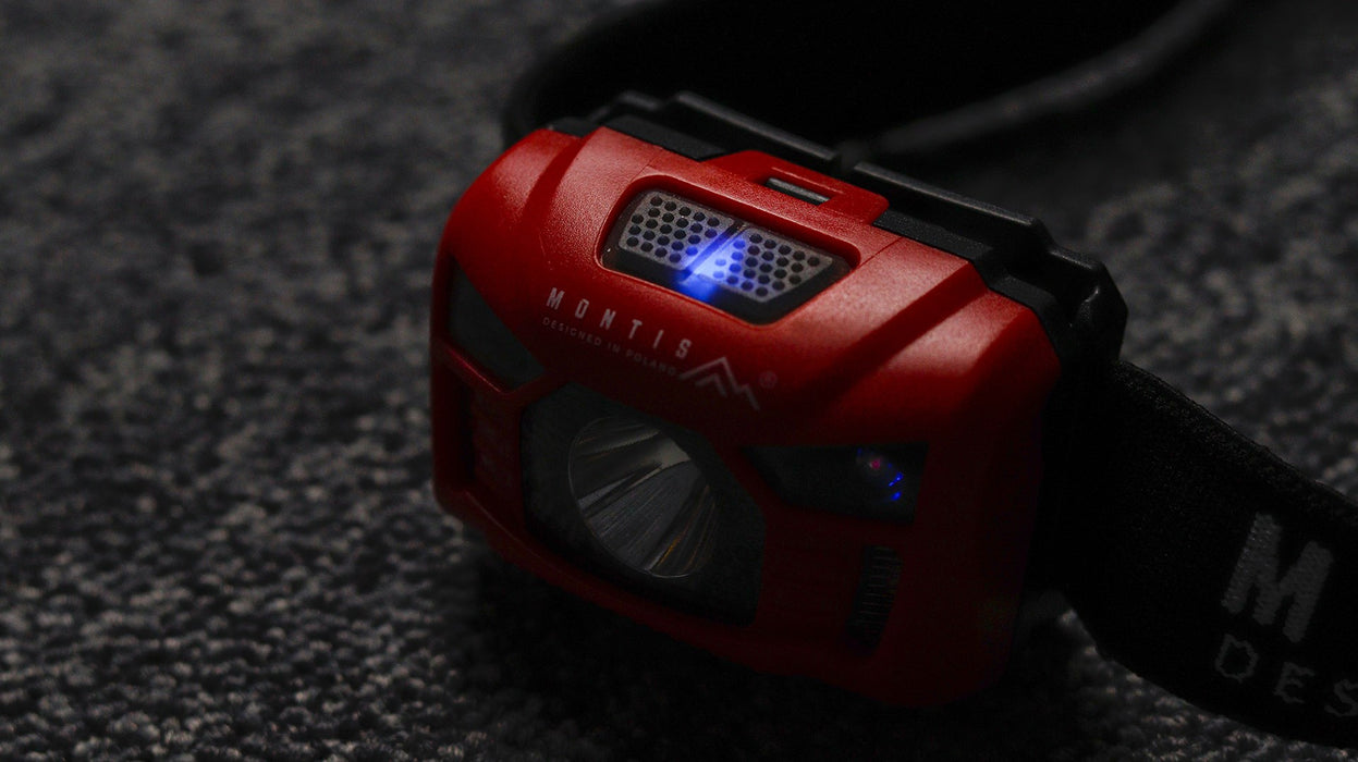 Montis Bateryjna latarka nagłowna z sensorem MT002 Red, Black Headband flashlight LED