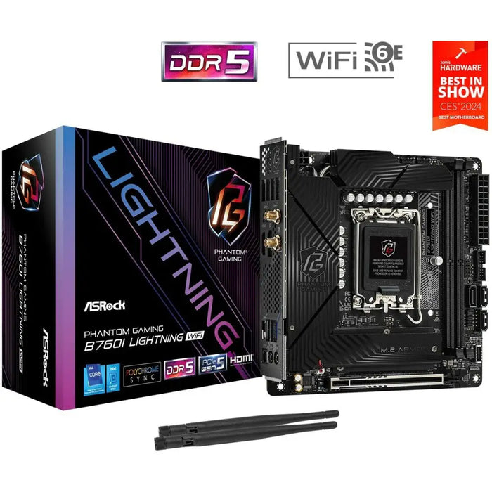 Motherboard ASRock B760I LIGHTNING WIFI LGA 1700 Intel B760 - Дънни платки<<<Компютър Мрежи и компоненти<<<Компютри|