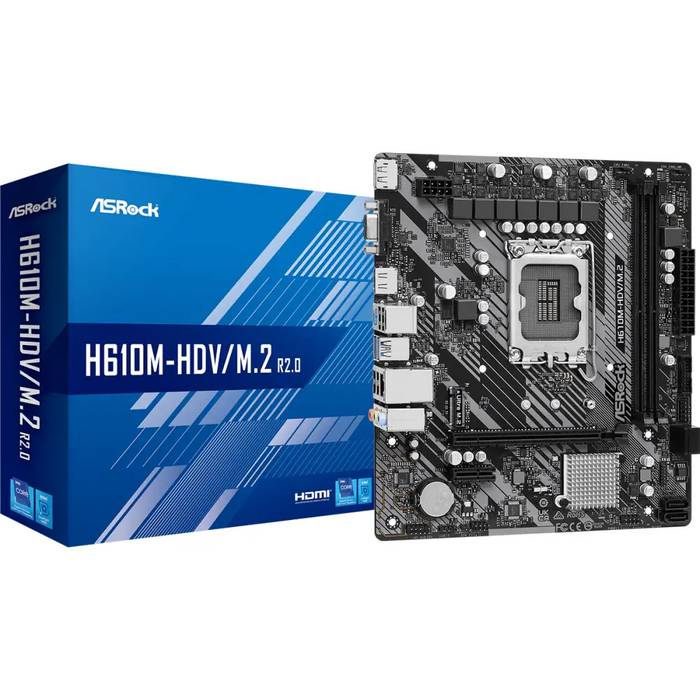 Motherboard ASRock H610M-HDV/M.2 R 2.0 LGA1700 DDR4 mATX - Дънни платки<<<Компютърни компоненти<<<ValiAPI&&&Дънни