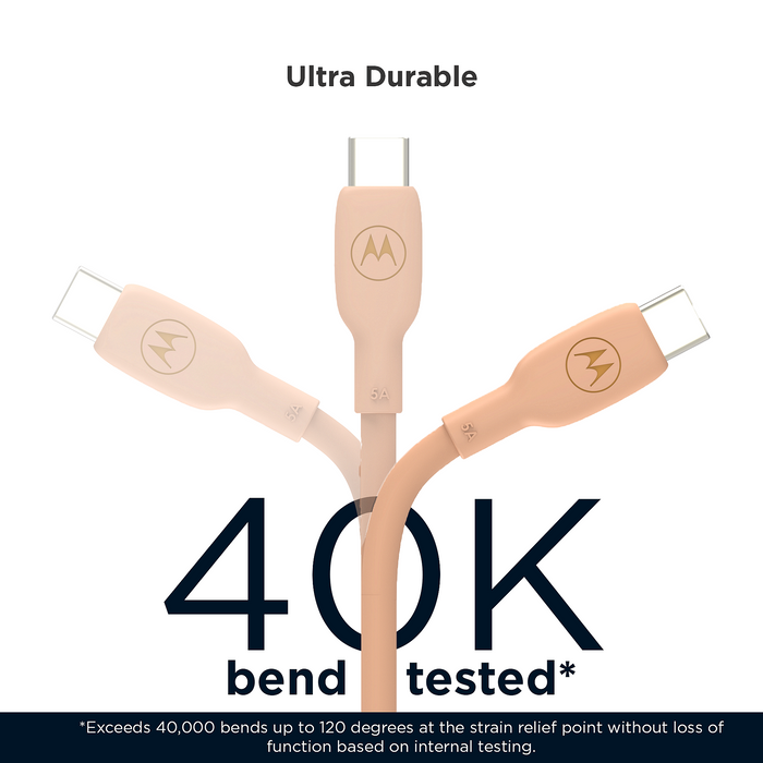 Cable Motorola Silicone 5A Peach Fuzz USB-C to USB-C Cable 2m