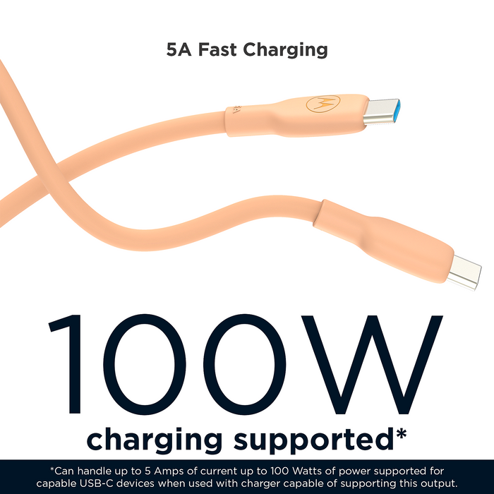 Cable Motorola Silicone 5A Peach Fuzz USB-C to USB-C Cable 2m