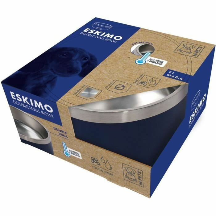 Dog Feeder MPETS ESKIMO Metal Stainless steel Blue Non-slip 2 L