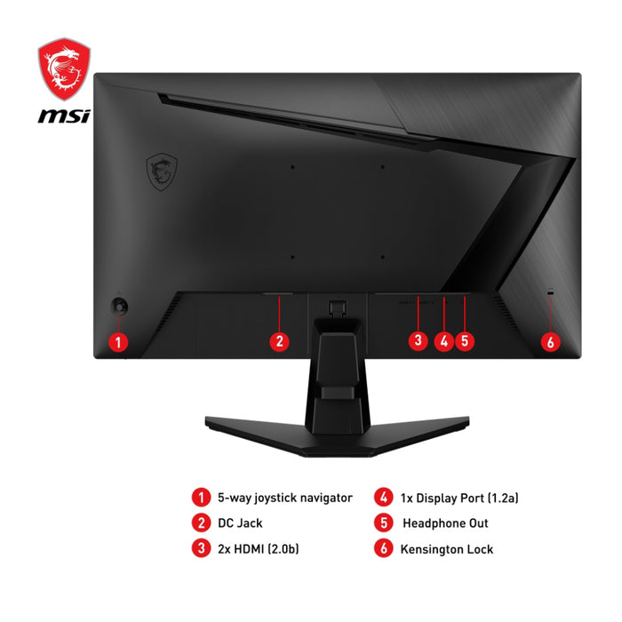 Monitor MSI G255F, 24.5", Rapid IPS, 180Hz, 1ms, 1920x1080 FHD, Anti-glare, Adaptive-sync, Night Vis