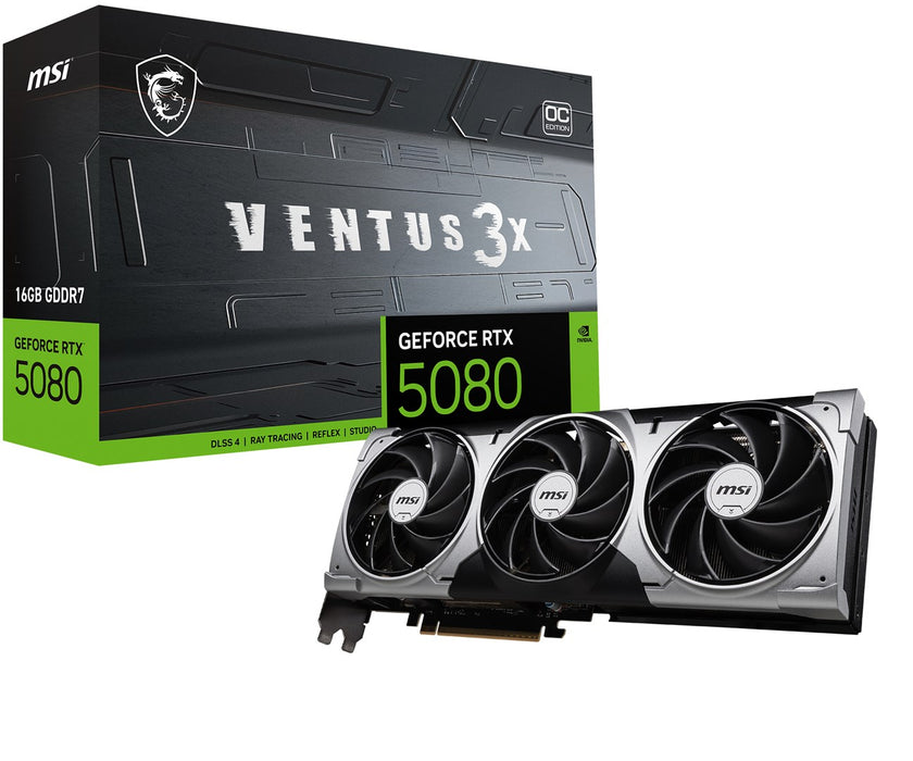 Graphics card MSI RTX 5080 16G VENTUS 3X OC GEFORCE RTX 5080 16 GB GDDR6X GDDR7