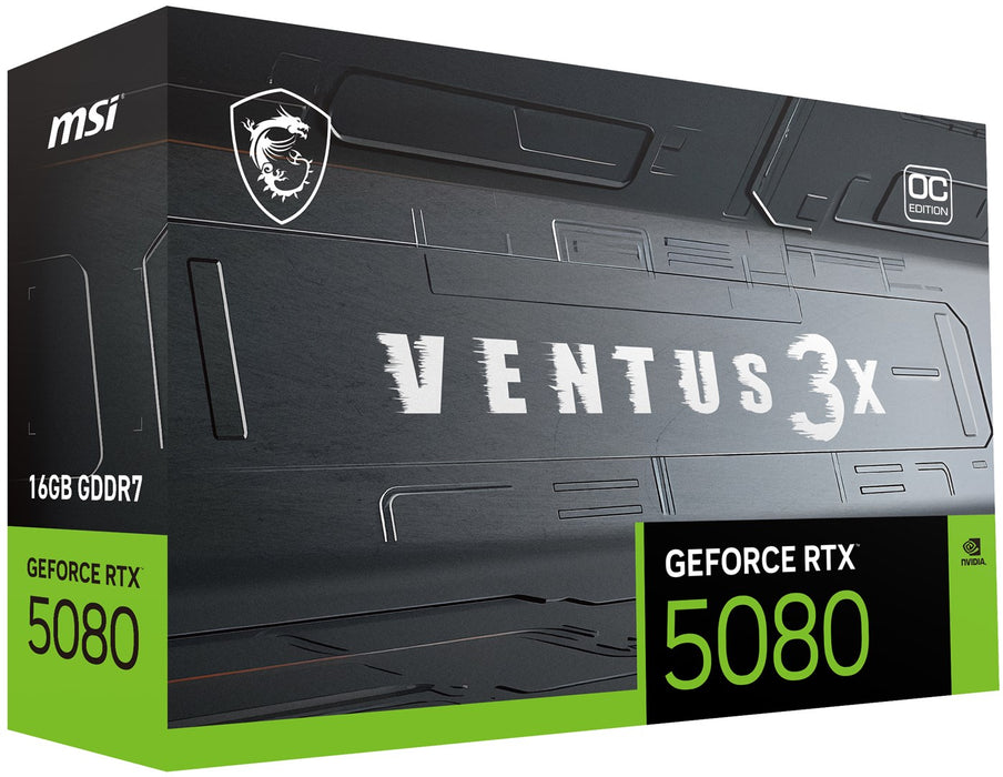 Graphics card MSI RTX 5080 16G VENTUS 3X OC GEFORCE RTX 5080 16 GB GDDR6X GDDR7