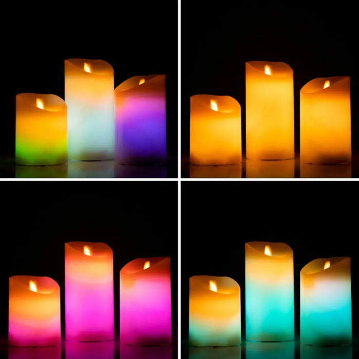 Multicolour Flame-Effect LED Candles with Remote Control Lendles InnovaGoods 3 Units - Декорация и Осветление<<<Дом