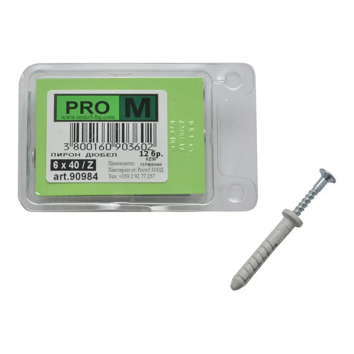 NAIL-DOGLE F6X40MM 12 PIECES PRO M - Комплекти дюбели и винтове<<<Дюбели<<<Инструменти и железария<<<Praktiker