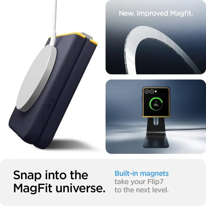 Nano Pop Mag MagSafe Case for Samsung Galaxy Z Flip 7 - Navy Blue and Yellow - Cell phone cases and covers<<<HurtelXML