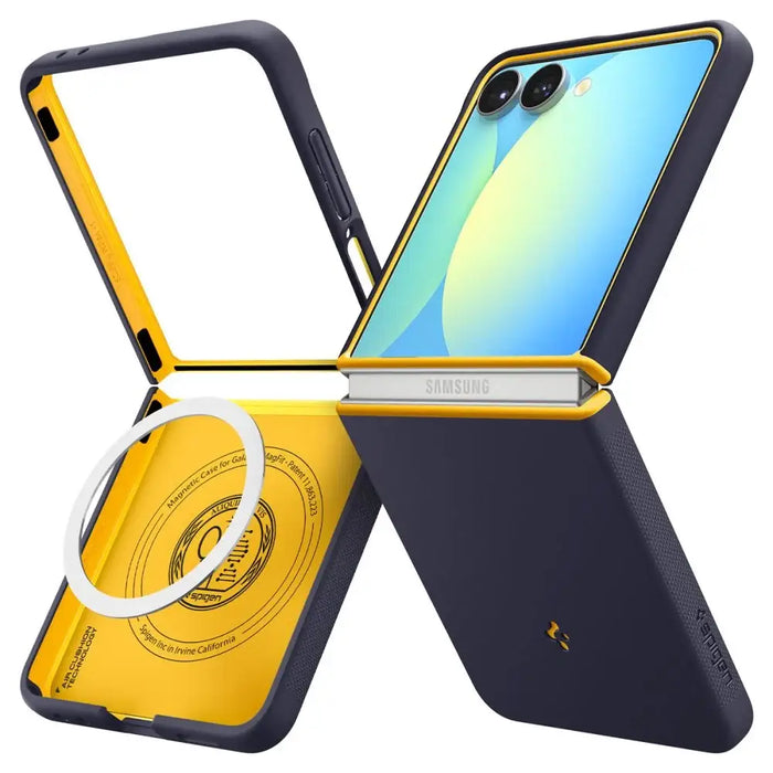 Nano Pop Mag MagSafe Case for Samsung Galaxy Z Flip 7 - Navy Blue and Yellow - Cell phone cases and covers<<<HurtelXML