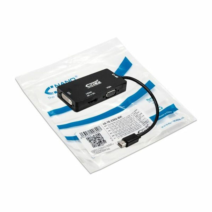 Mini DisplayPort to VGA/DVI/HDMI adapter 3 en 1 NANOCABLE 10.16.3302-BK Black