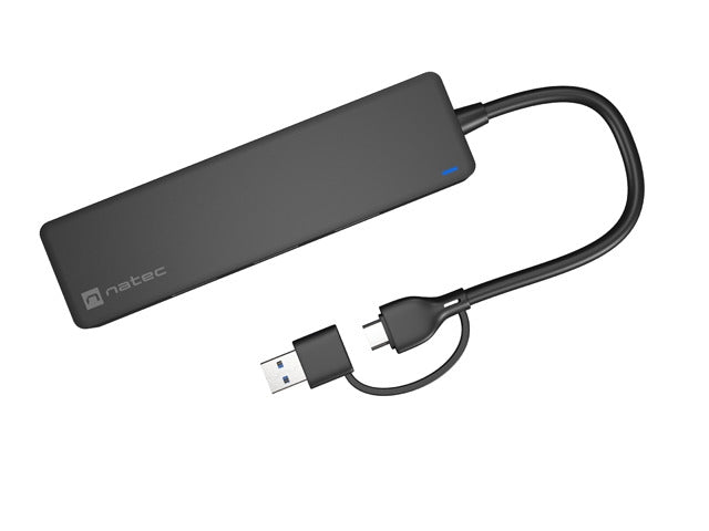 Natec Hub Mayfly USB-C 3.0 4 Port + USB-A Adapter Black - Аксесоари<<<NATEC компютърна