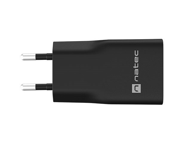 NATEC RIBERA GAN SLIM MAINS CHARGER 1× USB-A + 1× USB-C 20W BLACK