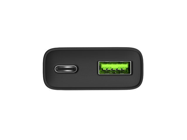 NATEC RIBERA GAN SLIM MAINS CHARGER 1× USB-A + 1× USB-C 20W BLACK