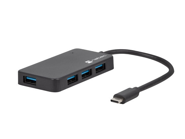 Natec usb 3.0 hub silkworm 4-ports black usb-c