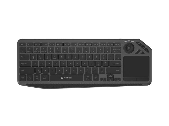 Natec Turbot 2 Keyboard, US, Wireless, BT, 2.4GHz, X-Scissors with Touchpad for Smart TV, Black-Gray