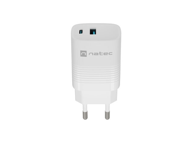 Natec USB Charger  Ribera Gan 1X USB-A + 1X USB-C 30W, White
